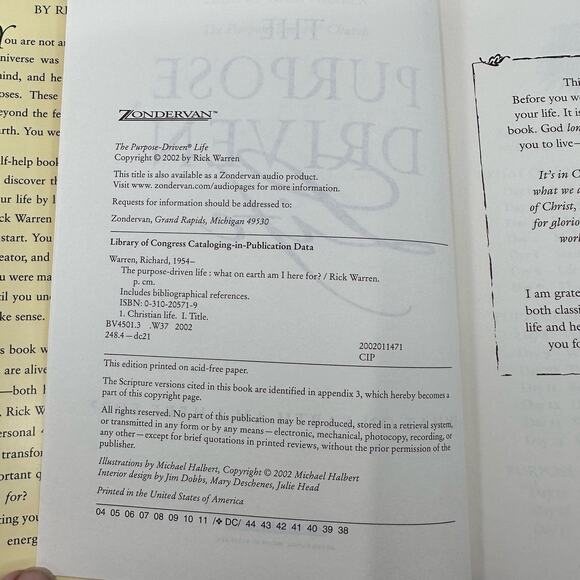 The Purpose Driven Life by Rick Warren, Christian Life, Zondervan, English, Hard - Picture 2 of 5